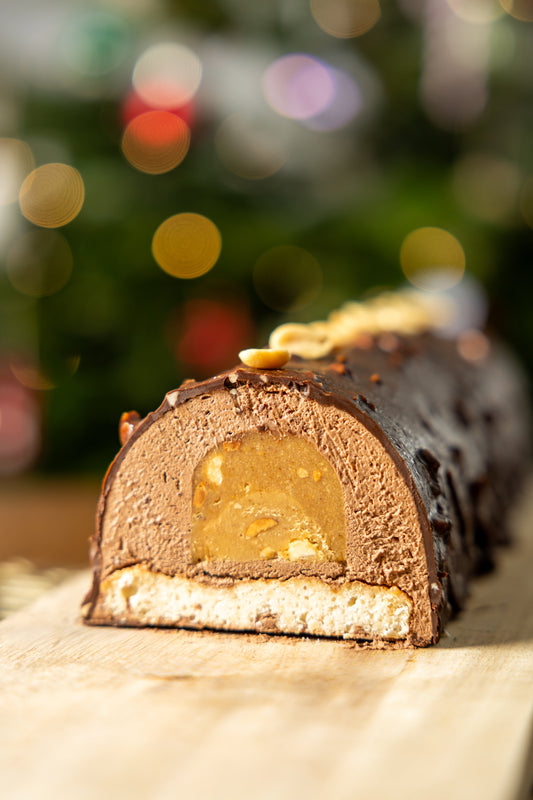 Bûche chocolat façon Snickers au sirop de Yacon (sans sucre raffiné)