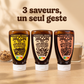 Les trois squeeze Nature, Vanille et Chaï sur une table de petit-déjeuner